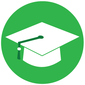 White Graduation Cap on Green Circle